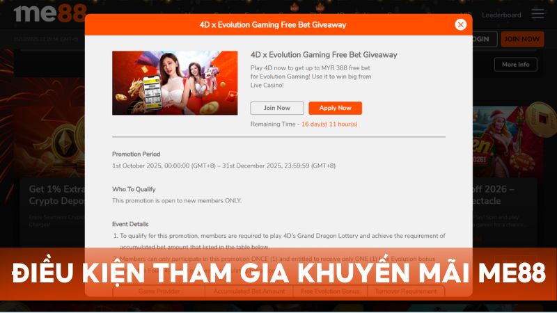 Cần nắm vững điều kiện trước khi tham gia nhận khuyến mãi của Me88