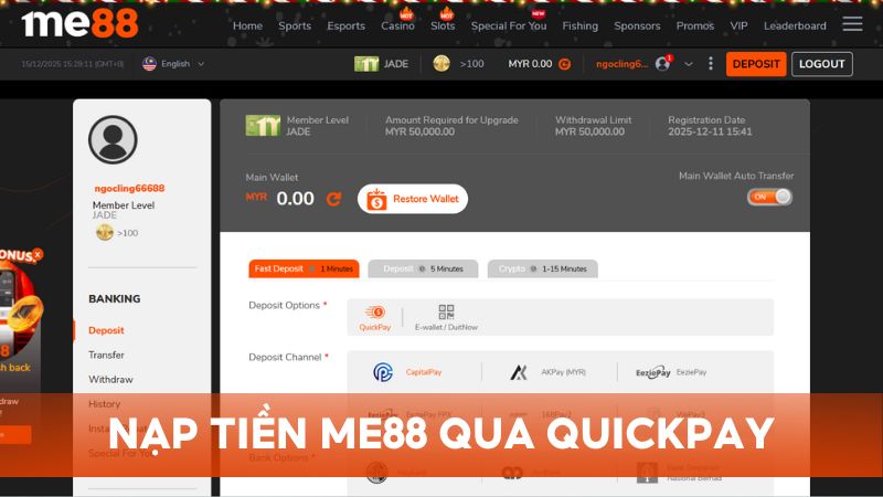 Nạp tiền qua QuickPay được nhiều người chơi lựa chọn vì tính an toàn