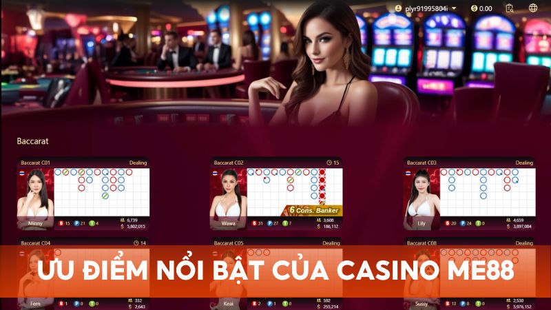 Ưu điểm nổi bật thu hút người chơi đến với sảnh casino live Me88